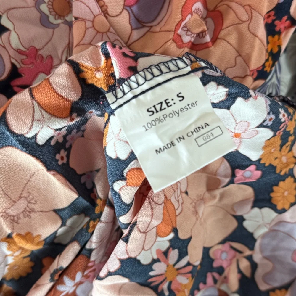 NEW WITH TAGS Small Floral Smocked Waist Puff Sleeve Dress - Multi